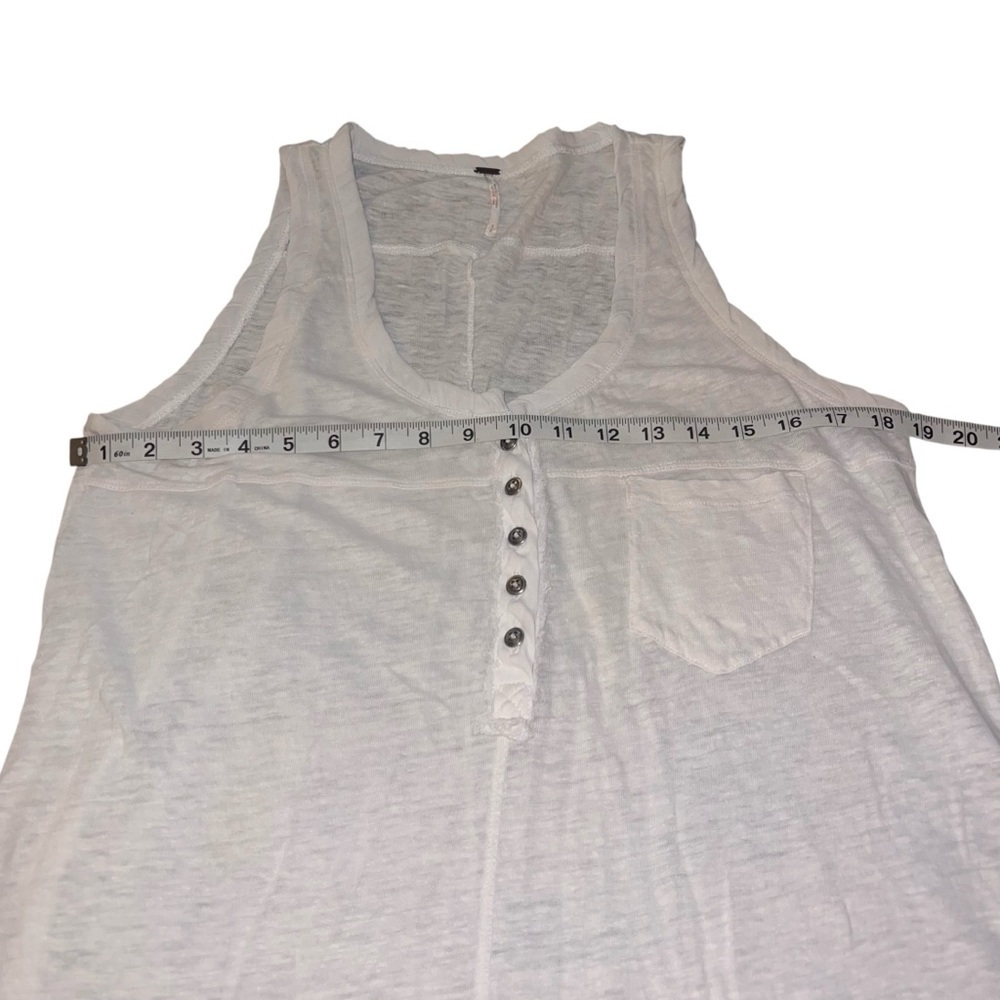 EUC Free People White Linen Cotton Sleeveless Henley Tank Top Small - Picture 7 of 8